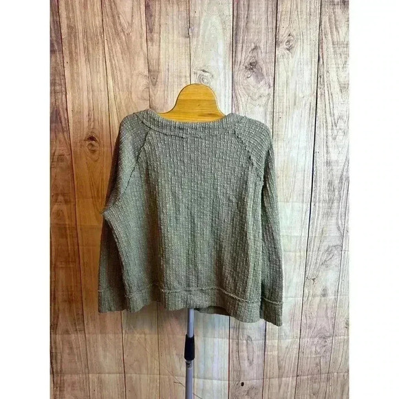 Two by Vince Camuto Textured Knit Cardigan Olive Green Women's Size L - Picture 6 of 8